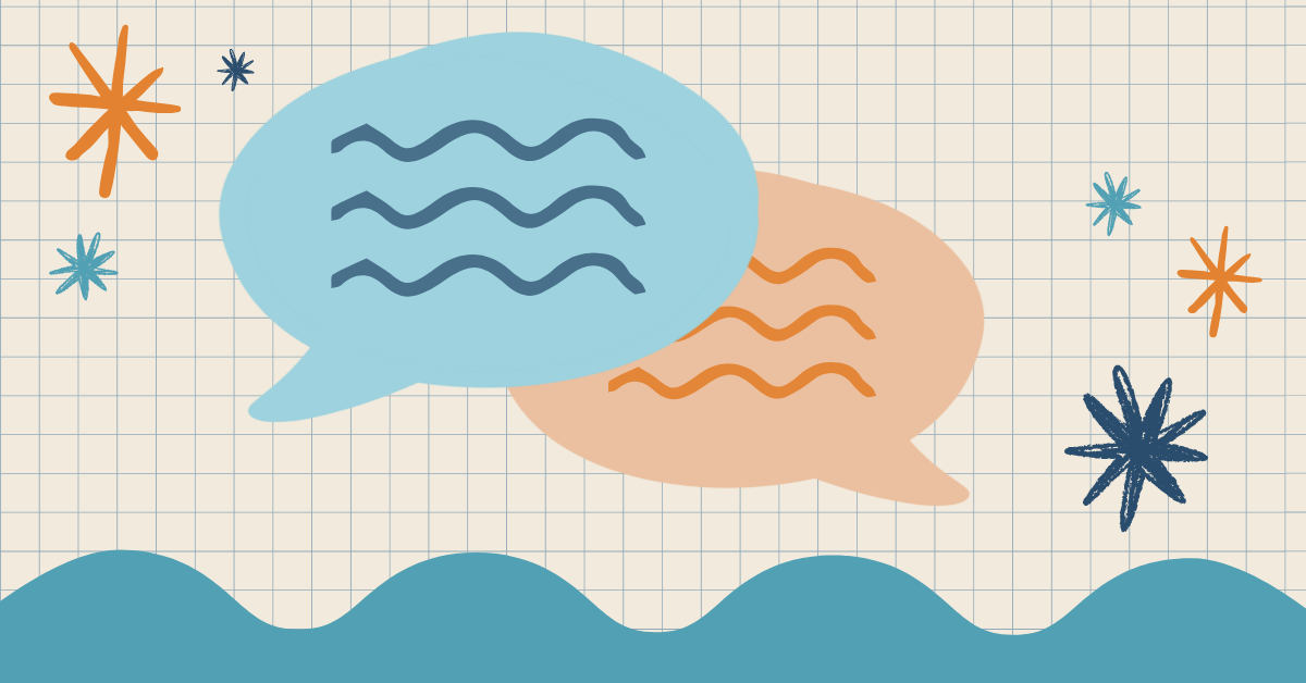 An illustration of two speech bubbles overlappping